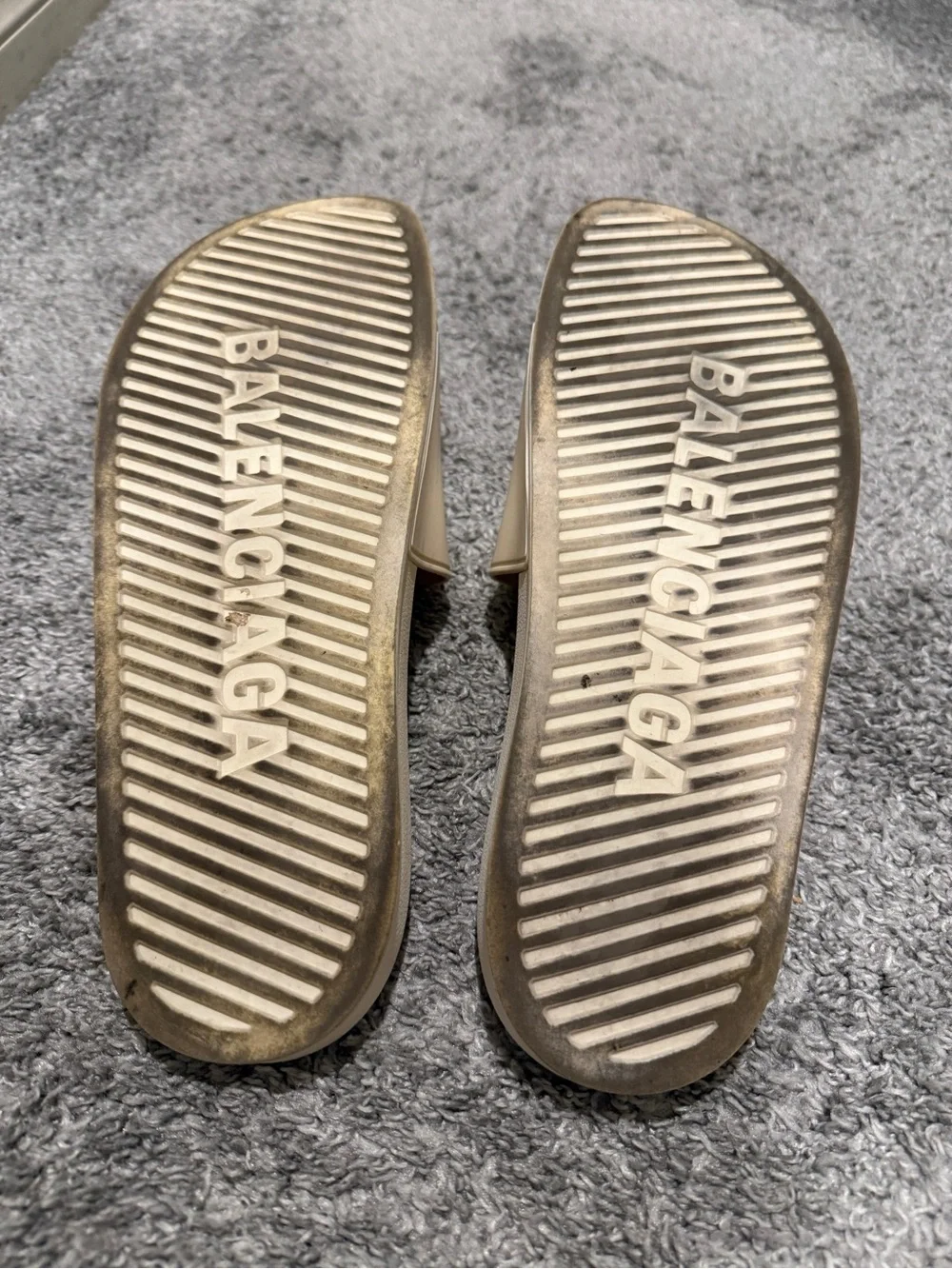 Balenciaga Cream Slide Sandals with Logo Size 11